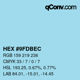 Color code: HEX #9FDBEC | qconv.com