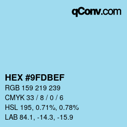 颜色代码: HEX #9FDBEF | qconv.com