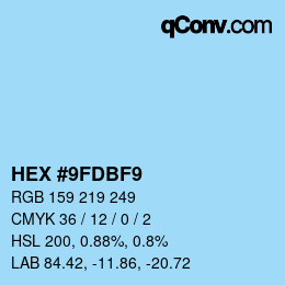 カラーコード: HEX #9FDBF9 | qconv.com