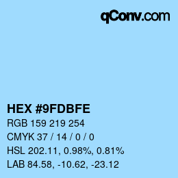 カラーコード: HEX #9FDBFE | qconv.com