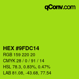 颜色代码: HEX #9FDC14 | qconv.com