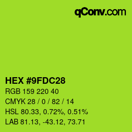 Color code: HEX #9FDC28 | qconv.com
