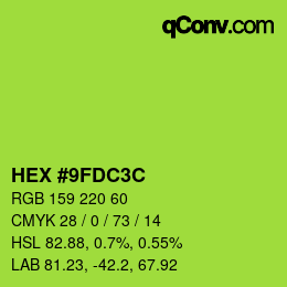 カラーコード: HEX #9FDC3C | qconv.com