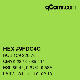 颜色代码: HEX #9FDC4C | qconv.com