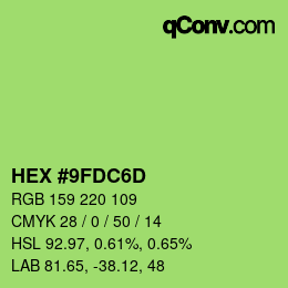 カラーコード: HEX #9FDC6D | qconv.com
