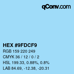 颜色代码: HEX #9FDCF9 | qconv.com