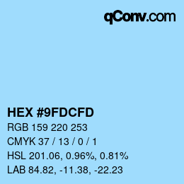 Color code: HEX #9FDCFD | qconv.com