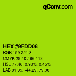 Color code: HEX #9FDD08 | qconv.com