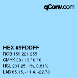颜色代码: HEX #9FDDFF | qconv.com
