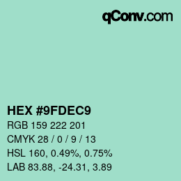 Color code: HEX #9FDEC9 | qconv.com