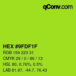 カラーコード: HEX #9FDF1F | qconv.com