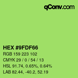 Color code: HEX #9FDF66 | qconv.com
