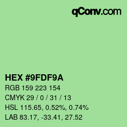 カラーコード: HEX #9FDF9A | qconv.com