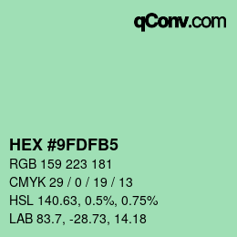 Farbcode: HEX #9FDFB5 | qconv.com