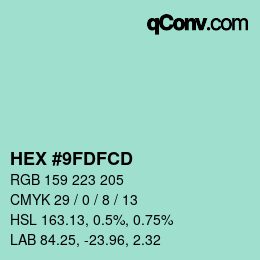 颜色代码: HEX #9FDFCD | qconv.com
