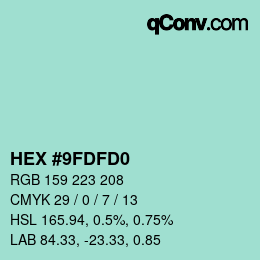 Color code: HEX #9FDFD0 | qconv.com