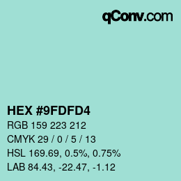 Color code: HEX #9FDFD4 | qconv.com