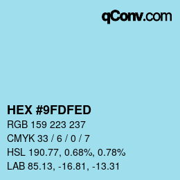 Color code: HEX #9FDFED | qconv.com