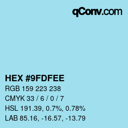 Color code: HEX #9FDFEE | qconv.com