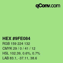 カラーコード: HEX #9FE084 | qconv.com
