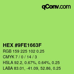 Farbcode: HEX #9FE1663F | qconv.com