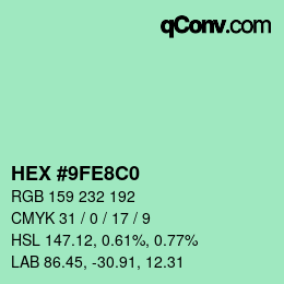 Color code: HEX #9FE8C0 | qconv.com