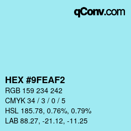 Color code: HEX #9FEAF2 | qconv.com