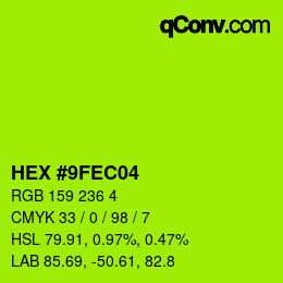 颜色代码: HEX #9FEC04 | qconv.com
