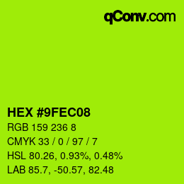 Farbcode: HEX #9FEC08 | qconv.com