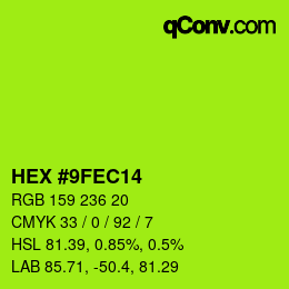 颜色代码: HEX #9FEC14 | qconv.com