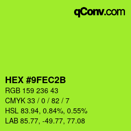 Color code: HEX #9FEC2B | qconv.com