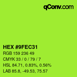 カラーコード: HEX #9FEC31 | qconv.com