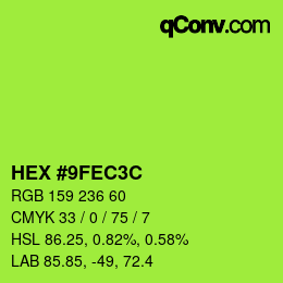 颜色代码: HEX #9FEC3C | qconv.com