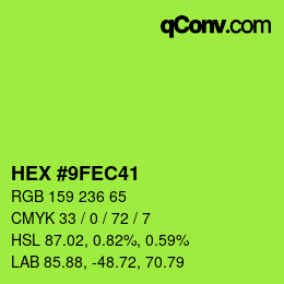 颜色代码: HEX #9FEC41 | qconv.com
