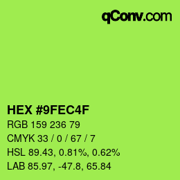 Color code: HEX #9FEC4F | qconv.com