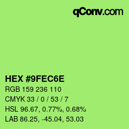 カラーコード: HEX #9FEC6E | qconv.com