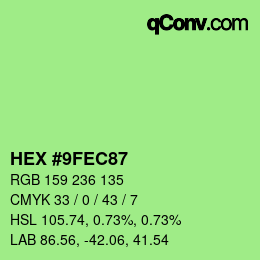 カラーコード: HEX #9FEC87 | qconv.com