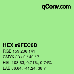 Color code: HEX #9FEC8D | qconv.com
