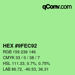 カラーコード: HEX #9FEC92 | qconv.com