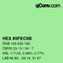 Color code: HEX #9FEC9B | qconv.com