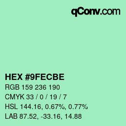 カラーコード: HEX #9FECBE | qconv.com