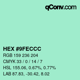 Farbcode: HEX #9FECCC | qconv.com