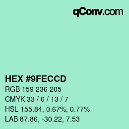 カラーコード: HEX #9FECCD | qconv.com