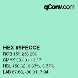 Color code: HEX #9FECCE | qconv.com