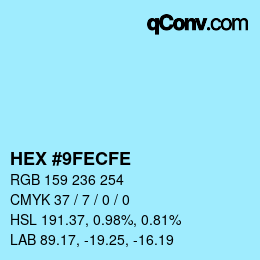 カラーコード: HEX #9FECFE | qconv.com
