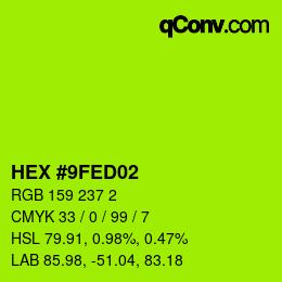 Color code: HEX #9FED02 | qconv.com