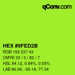 Color code: HEX #9FED2B | qconv.com