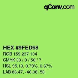 Color code: HEX #9FED68 | qconv.com