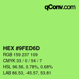 Color code: HEX #9FED6D | qconv.com