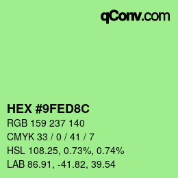 Color code: HEX #9FED8C | qconv.com